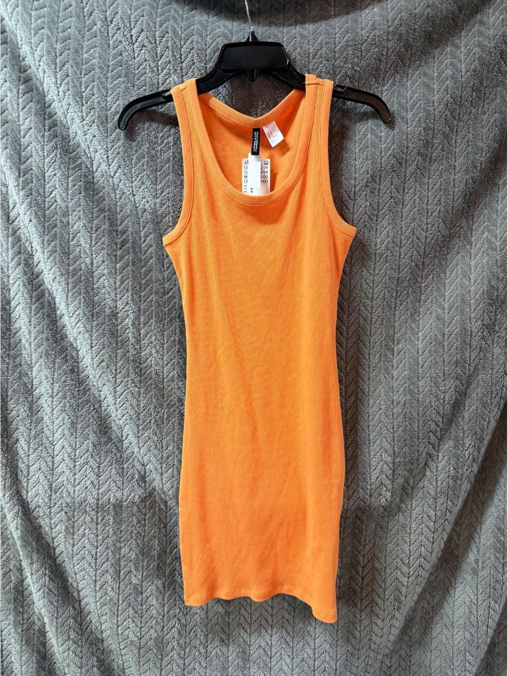 DIVIDED Orange Ribbed Tank Dress, Size Medium